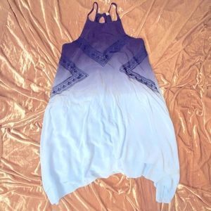 blue dip dyed ombré dress with embroidered details